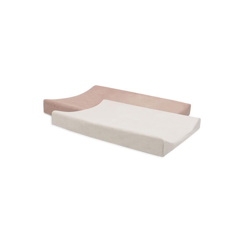 Lot de 2 housses de matelas à langer éponge Basics 50x70cm Wild Rose et Ivory - jollein