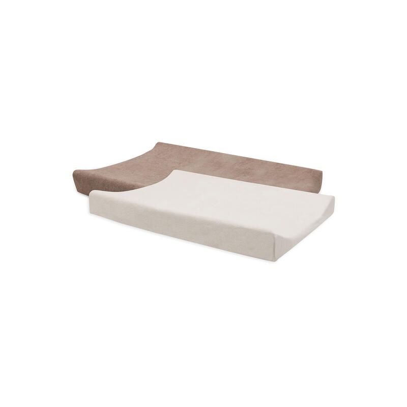 Lot de 2 housses matelas à langer éponge Basics 50x70cm Milky Coffee et Ivory - jollein