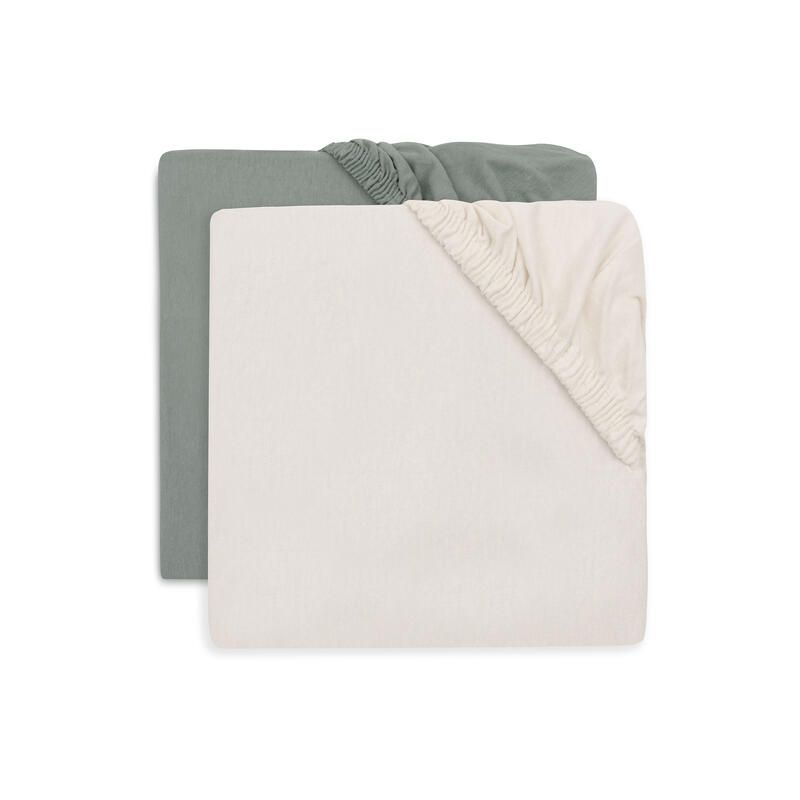 Lot de 2 Drap-housses Jersey 60x120cm Sea Green et Ivory - jollein