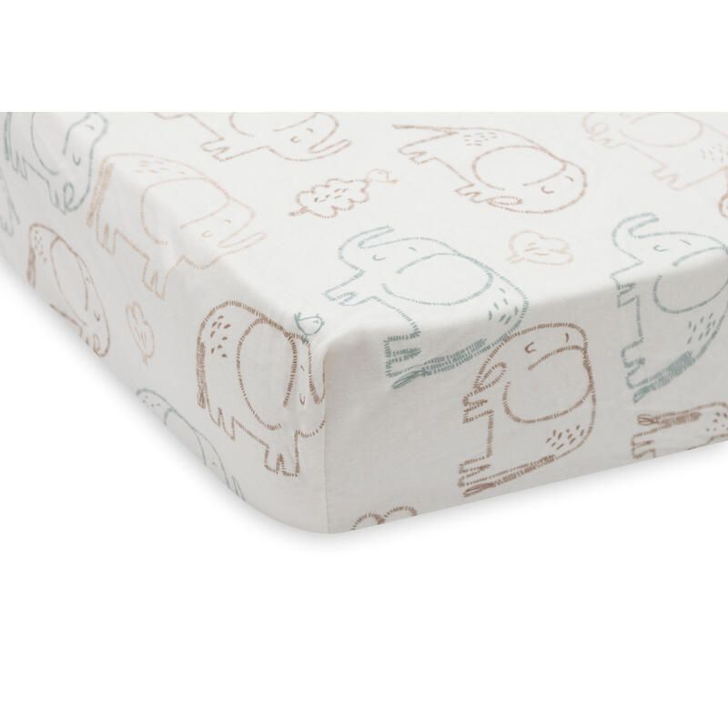 Drap-housse Jersey Elephant Tales 40/50x80/90cm - jollein