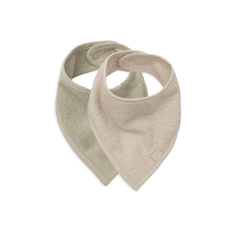 Lot de 2 bavoirs Bandana Basics Sand/Matcha - jollein