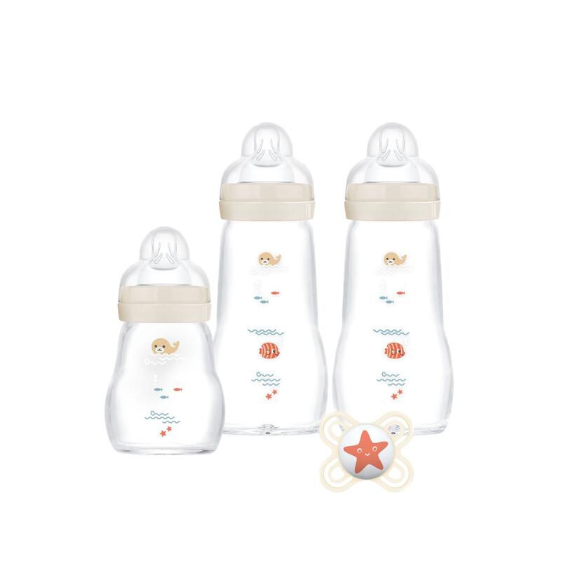 Coffret Biberons Naissance Verre 0-6 mois Lin  - mam