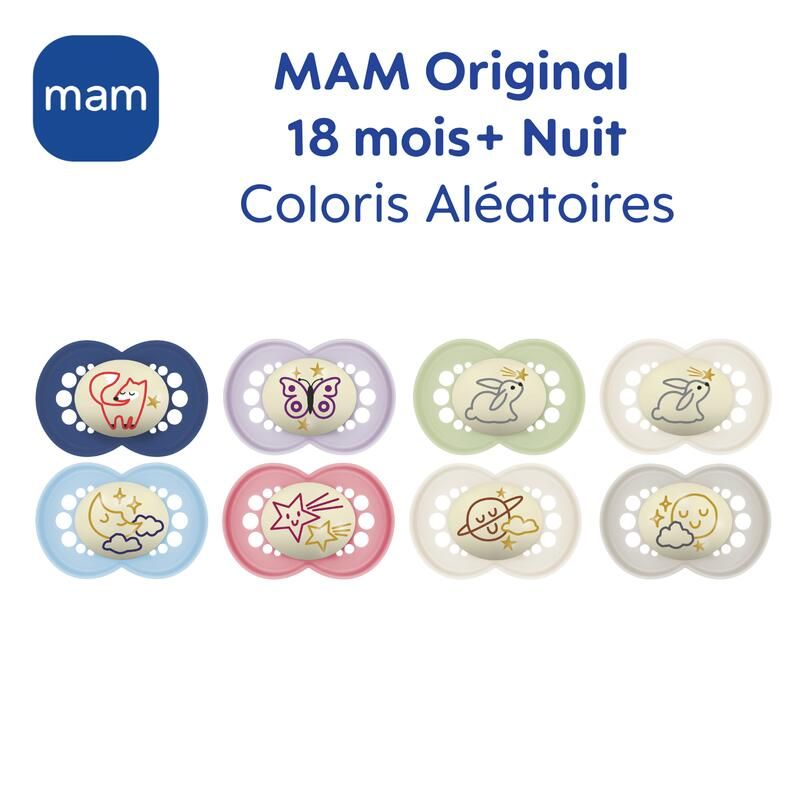 Lot de 2 Sucettes Nuit Original 18m+ - mam