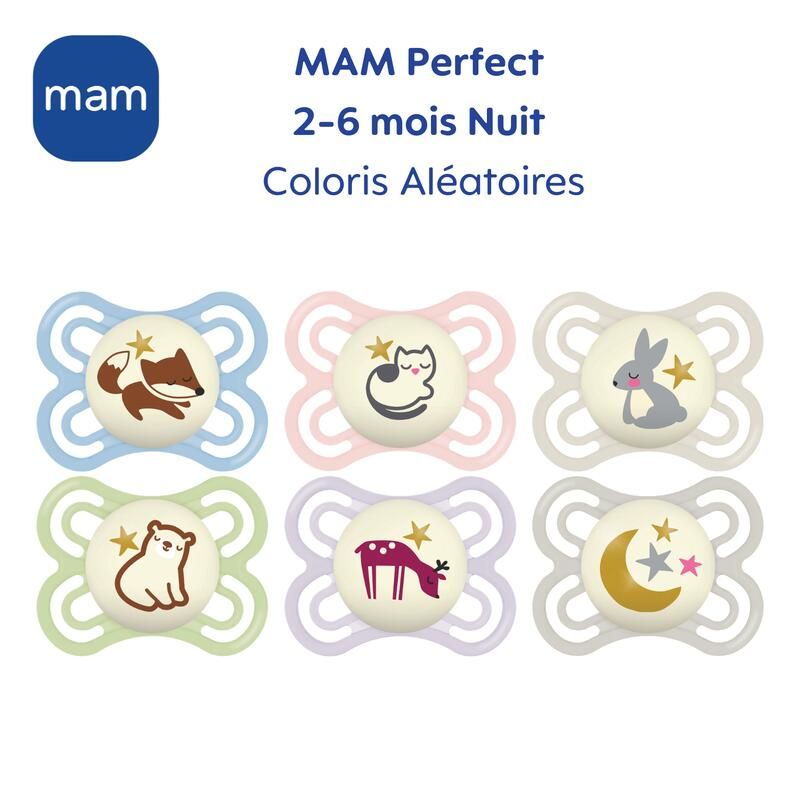 Lot de 2 Sucettes Nuit Perfect 2-6m - mam