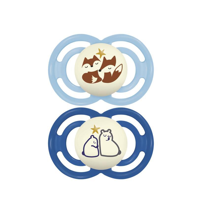 Lot de 2 Sucettes Nuit Animaux Perfect 18m+ - mam