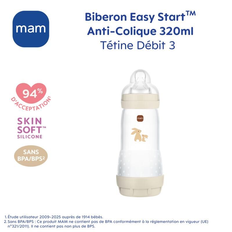 Biberon Anti-colique 320ml Sable - mam