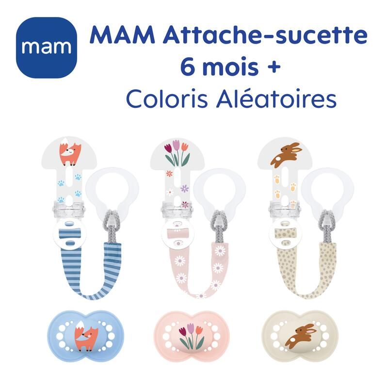 Kit Sucette + Attache-sucette Silicone 6m+ - mam