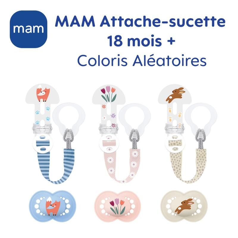 Kit Sucette + Attache-sucette Silicone 18m+ - mam